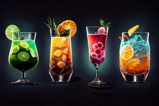 Cocktails et boissons alcoolisées AI Generated