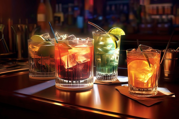 Cocktails colorés dans l'image générée par la technologie barAI