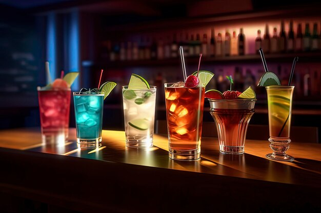 Cocktails colorés dans l'image générée par la technologie barAI