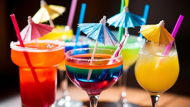 Des cocktails colorés de près