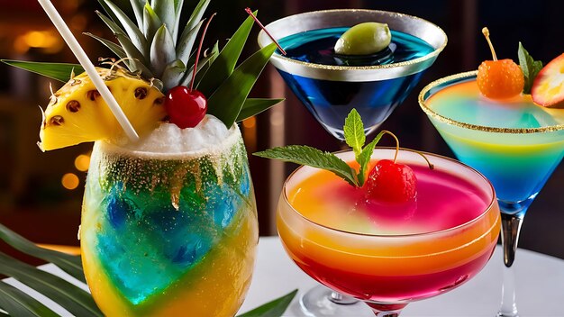 Photo des cocktails colorés