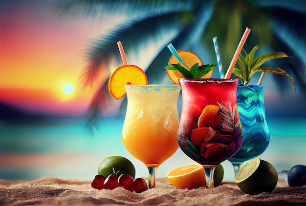 Cocktails d'été au bord de la mer