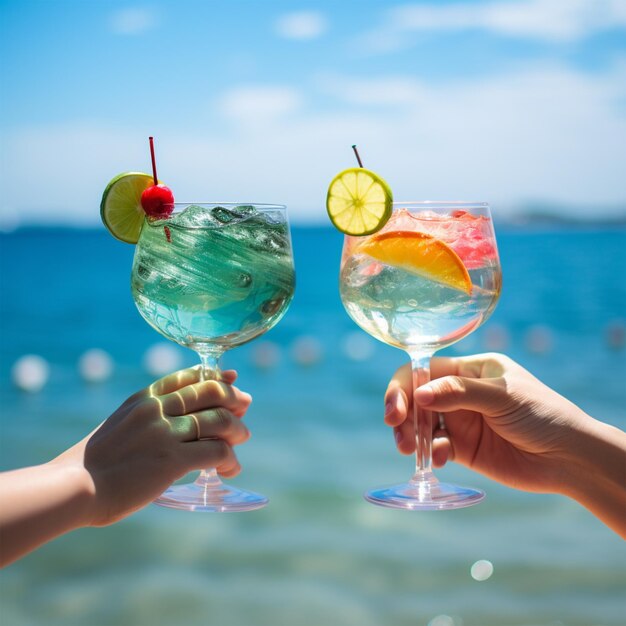 Cocktails d'été soirée de cocktail sur la plage