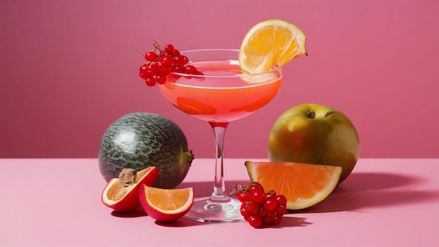 Les cocktails exotiques roses et les fruits sur rose