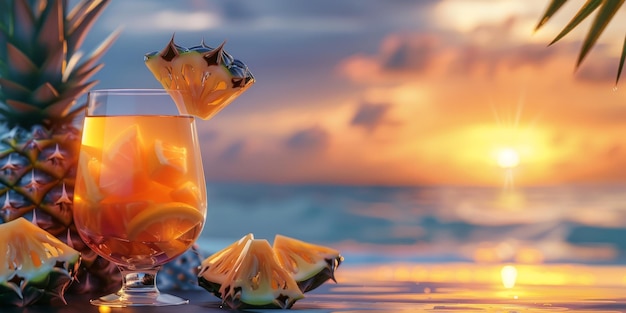 Photo cocktails de fruits exotiques sur la plage ia générative