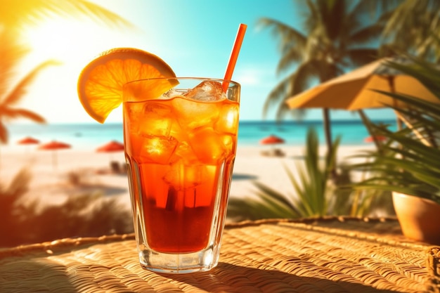 Cocktails lumineux sur la plage sous le soleil éclatant