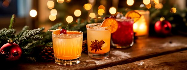 Des cocktails de Noël sur la table Focus sélectif