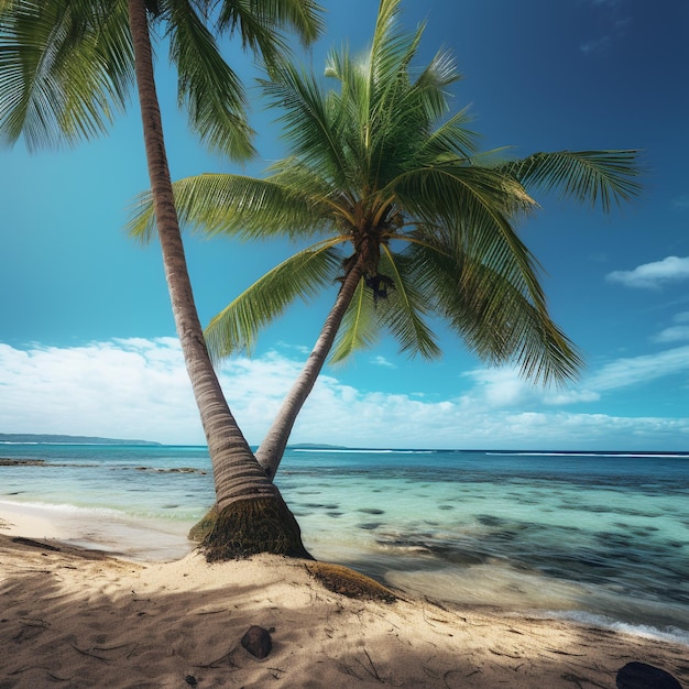 Cocotier avec le fond de plage