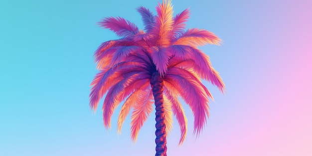 Cocotiers de Californie rétro IA générative palmiers d'Hawaï au coucher du soleil Fond d'été