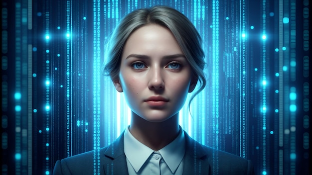 code binaire images de femmes d'affaires cyber générées avec l'IA