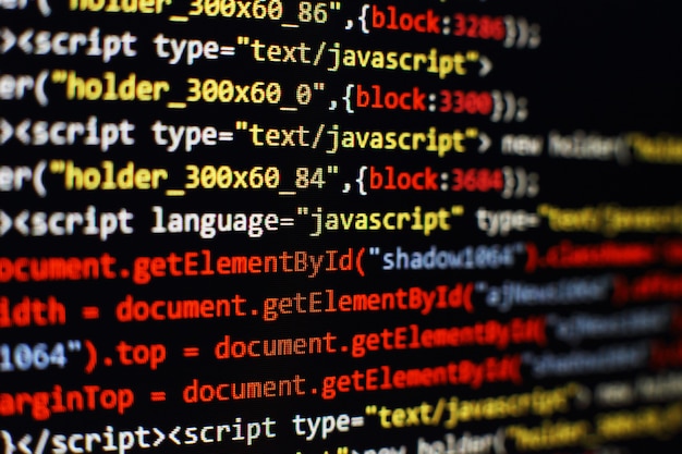 Code de programmation de développeur de logiciels. Code de script informatique abstrait. Mise au point sélective