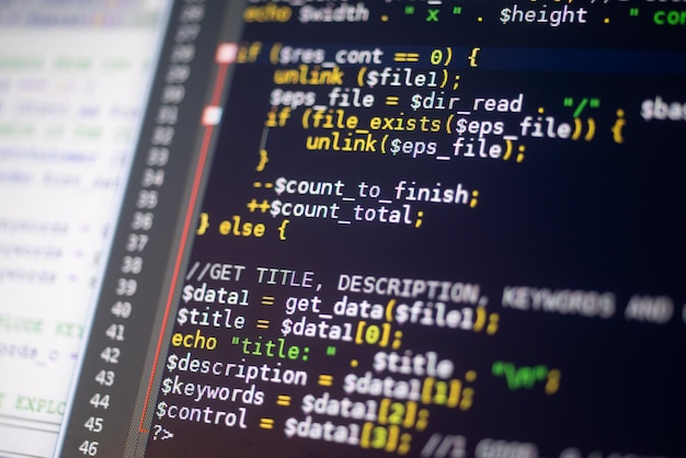 Photo code de programme sur un écran