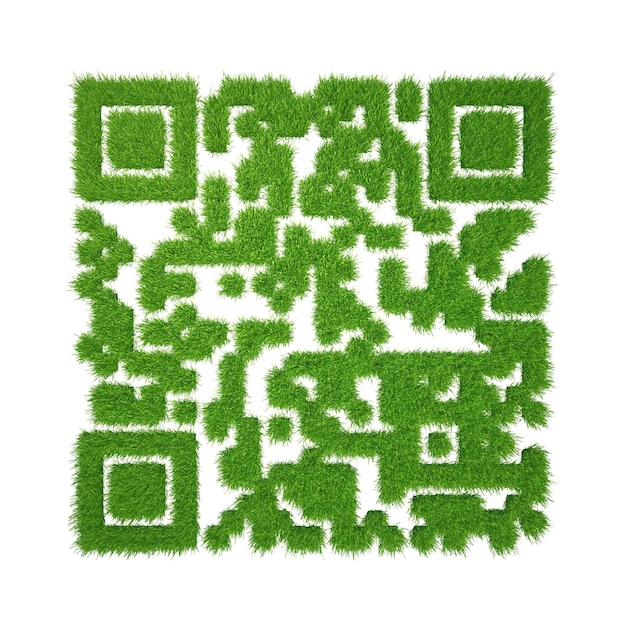 code qr d'herbe verte sur fond blanc