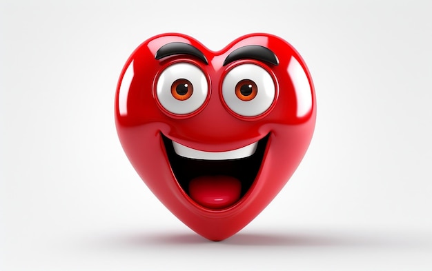 Coeur 3d Dessin Animé Émoticône Brillant Icône Emoji Journée Mondiale Des Emojis Ai Générative