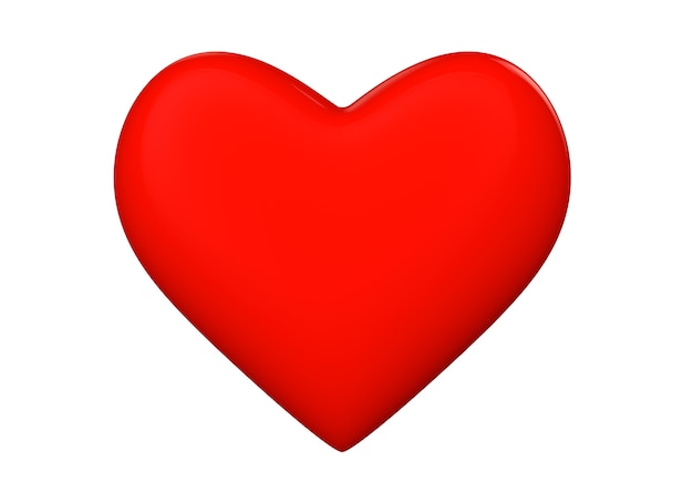 Coeur 3d rouge rendu sur fond blanc
