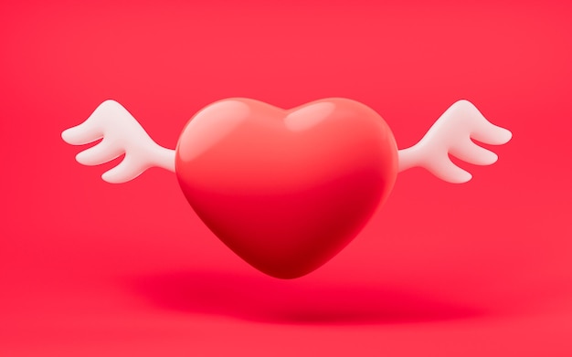 Coeur d'amour avec célébration du festival de style dessin animé 3d rendu 3d