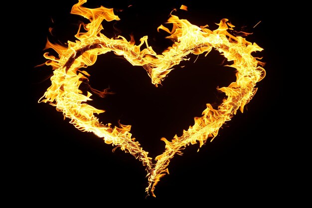 Photo le cœur d'amour embrassé par les flammes