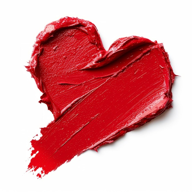 Un cœur d'amour fait de rouge à lèvres maquillage cosmétique symbole du cœur de la Saint-Valentin