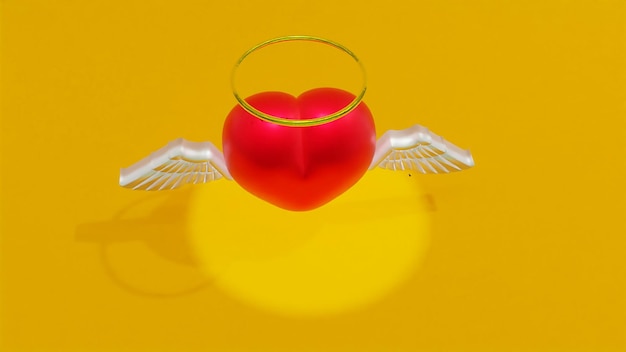 Le cœur d'un ange en 3D, les charmes chérubiques, un cœur gras, les anges, la valse de la Saint-Valentin