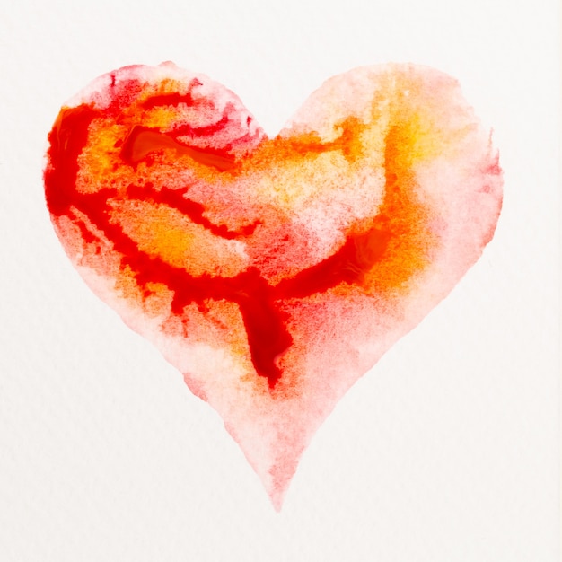 Coeur d'aquarelle. Carte de Saint Valentin, amour, relation, art, peinture.