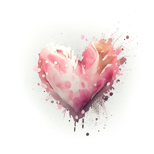 Coeur Aquarelle Isolé Amour Splash Symbole Générative AI Illustration