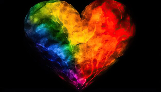 Coeur arc-en-ciel Symbole d'amour et de fierté LGBT AI générative