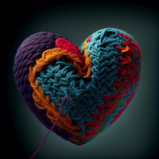 Coeur au crochet amour crochet et tricot rendu 3d