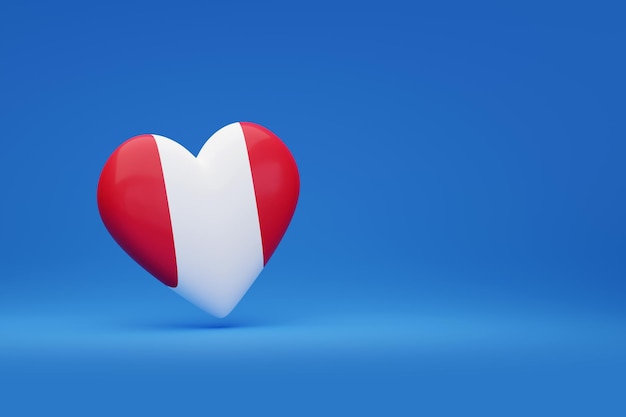 Coeur aux couleurs du drapeau Pérou avec copie espace illustration 3d