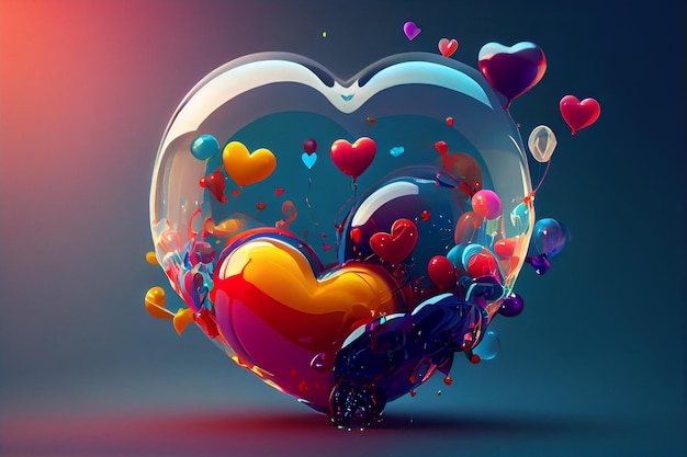 Un coeur avec beaucoup de couleurs dessus