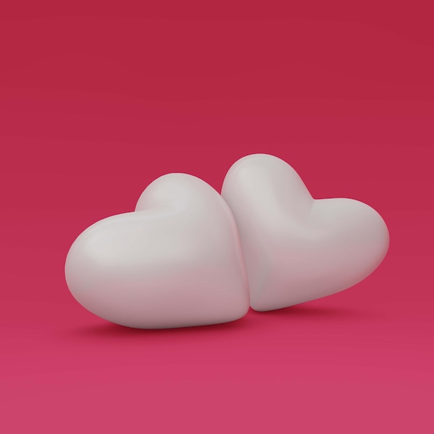 Coeur blanc de rendu 3D sur fond rose pour la Saint-Valentin