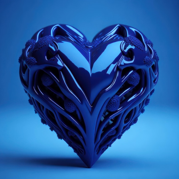 Un coeur bleu avec un dessin en forme de coeur dessus