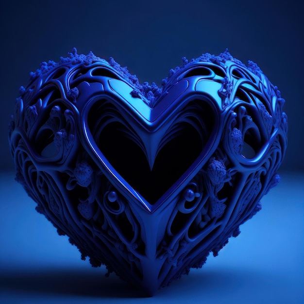 Un coeur bleu avec un dessin en forme de coeur dessus