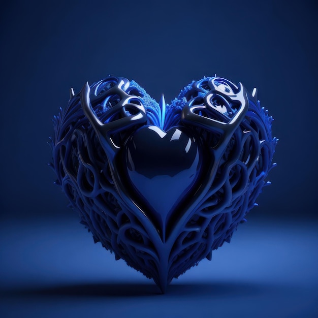 Un coeur bleu avec deux coeurs dessus