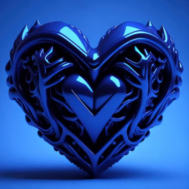 Un coeur bleu avec le mot amour dessus