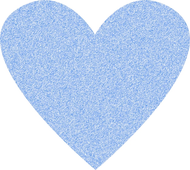 Coeur bleu en paillettes sur fond blanc