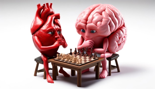 Le cœur et le cerveau jouent aux échecs 3D