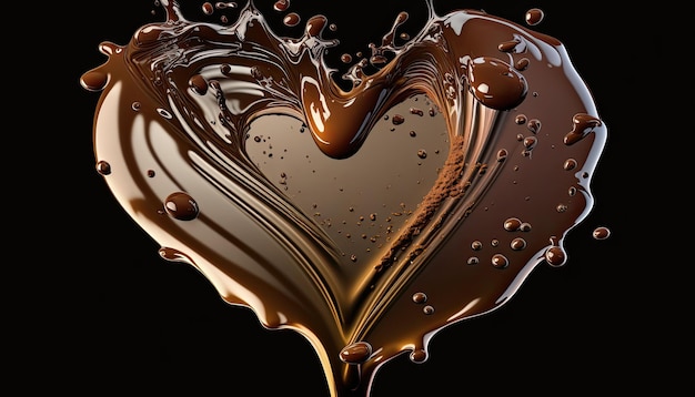 Coeur en chocolat sur fond sombre Chocolat fondu chaud Concept d'amour et de la Saint-Valentin