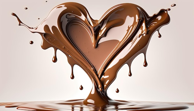 Coeur en chocolat isolé sur fond blanc Chocolat fondu chaud Concept d'amour et de la Saint-Valentin