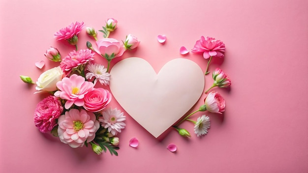 un cœur avec un cœur sur un fond rose