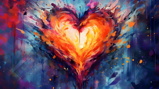 Un cœur coloré abstrait avec beaucoup de décorations