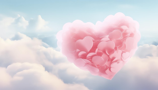 Coeur coloré dans le concept de la Saint-Valentin nuages