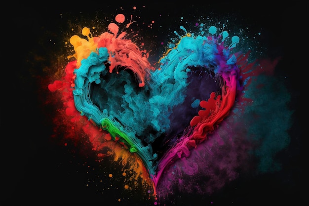 Coeur de couleurs intenses image conceptuelle de la Saint-Valentin Saint-Valentin créée avec la technologie Generative AI