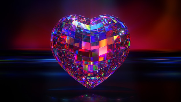 Coeur de cristal de battement de coeur de diamant sur un fond foncé d illustration