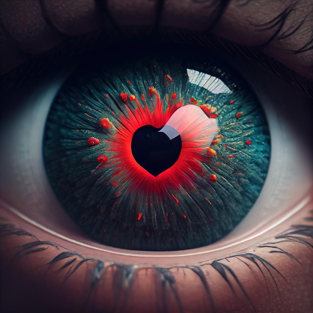 Coeur dans le concept d'oeil de l'amour Ai générative