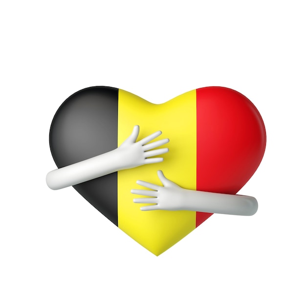 Coeur de drapeau belge étant étreint par le rendu d'armes