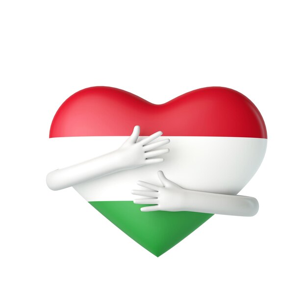 Coeur de drapeau Hongrie étant étreint par les armes d rendu