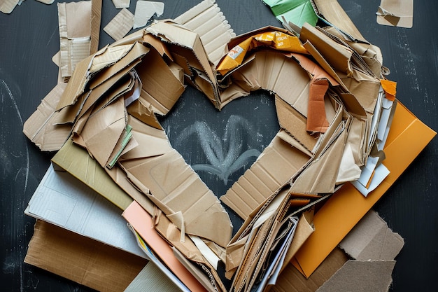 Un cœur fait de boîtes de carton