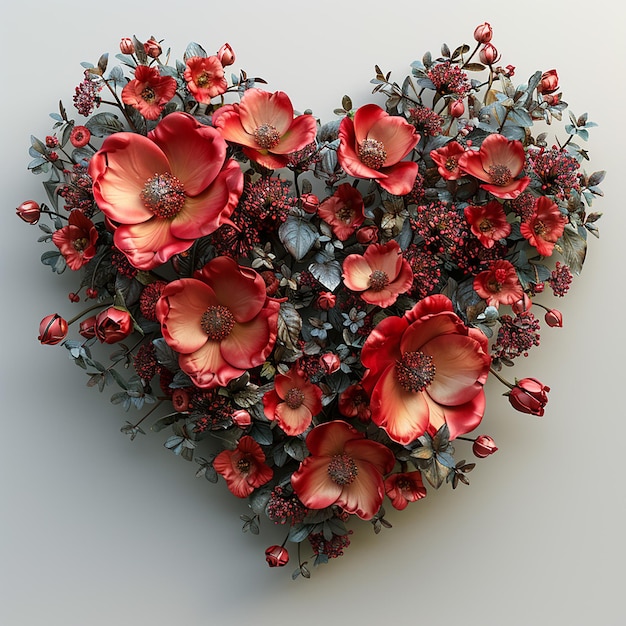 un cœur fait de fleurs avec un cœur qui dit " amour "