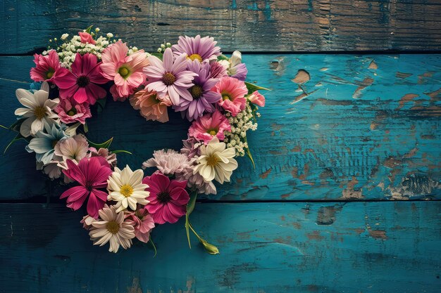 Un cœur fait de fleurs fraîches