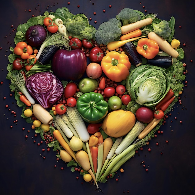 Un cœur fait de légumes.